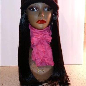 New Knit hat wig hair attached to hat